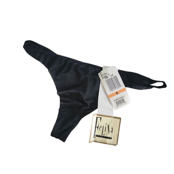 NWT Y2k Felina Black Sexy Thong mid rise Small Seamless - Picture 4 of 5